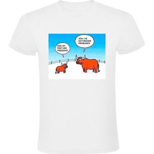 Stier Heren T-shirt - koe - koud - vriezen - winter - dieren