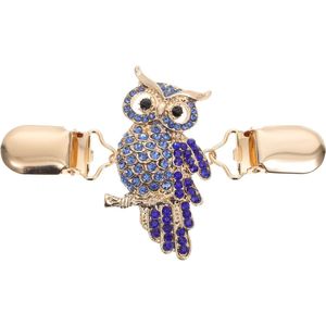 Fako Bijoux® - Vestsluiting - Vestclip - Sjaalspeld - Vestklem - Uiltje Strass - Goudkleurig