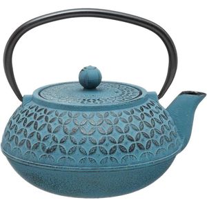 Theepot met afneembaar filter - inhoud 1 l - blauwe gietijzeren theepot