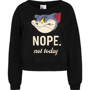 TOM AND JERRY Zwarte sweater met afbeelding van Tom en opschrift XS