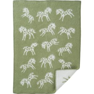 Klippan 100%wollen wiegdeken-Pony groen- 65x90cm