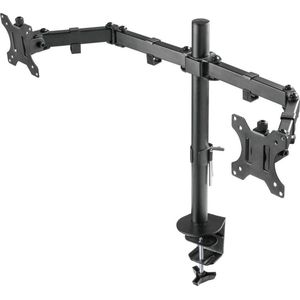 NÖRDIC Dubbele monitor arm voor 17 - 32 Inch schermen - Draai-, kantel en zwenkbaar - Ergonomisch - Monitor beugel - Zwart