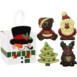 Sneeuwpop hanger met luxe chocolaatjes 4 stuks - Kerst - Luxe Chocolade - Chocola - kerstboom - Gingerbread house - Sneeuwpop