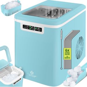 KESSER® IJsblokjesmaker Roestvrij Staal | Ice Maker | IJsmaker | 12 kg 24 uur | Bereiding in 7 min | Waterreservoir van 2,2 liter | 2 formaten ijsblokjes | LED-display | Zelfreinigende functie - Blauw / Wit