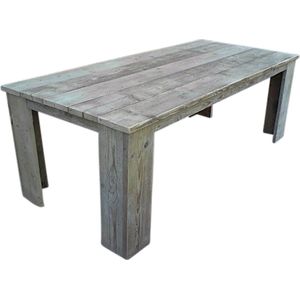 Steigerhouten tafel - 250x100x78h - bruin - oud steigerhout - open blokpoten - onbehandeld
