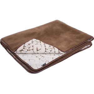 Deken 100% Wol - Dubbelzijdig - Puur Australische Merino & Kameel Blend TRENZA – Coffee Brown Cream Premium Wollen Deken OnceDoce® 2 x 450 g/m² - Warm Ademend Zacht – Woolmark ® Keurmerk - Wasbaar – 160x200cm