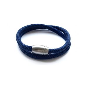 NIEUW! - Jolla - heren armband - wikkelarmband - magneet - staal - gevlochten touw - Steel Rope - Blauw - Medium