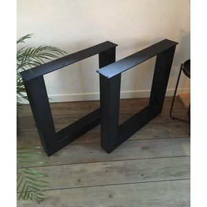 zware U vorm tafelpoten - zwart - metaal onderstel MET verstelpootjes- Koker 100 x 100 - poedercoat - tafelpoot set - landelijk - modern