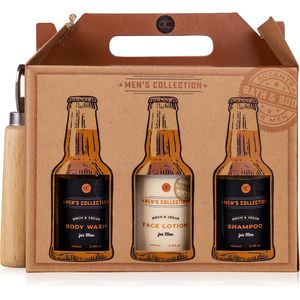 Cadeau voor Man Verjaardag - Stoere badset in kratgeschenkverpakking van kraftpapier - Men's Collection Giftset - Geschenkset Mannen, vader, vriend, papa, broer - Grappig