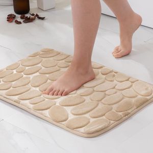 Badmat, traagschuim, badmat, traagschuim, douchemat, decoratieve voetmat, antislipmat voor badkamer en woonkamer, 50 x 80 cm, beige