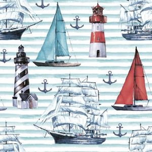lunch servetten - Watercolour Sailing Motifs - Zeilboten
