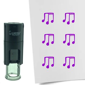 CombiCraft Stempel Muzieknoten 10mm rond - paarse inkt