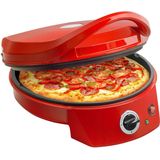 Bestron Pizzaoven tot max. 230 °C, Pizzamaker met boven-/ onderwarmte, voor zelfgemaakte of diepvriespizza's, tarte flambée, quiche of wraps tot Ø 27cm, 1.800 watt, kleur: Rood