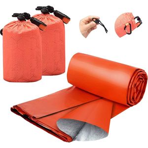 Thermische Nooddeken, slaapzak \ Premium Reddingsdeke | Survival Whistle Ultralight Cold Protection / Noodslaapzakken - emergency foil blanket, emergency sleeping bag - 2 pcs