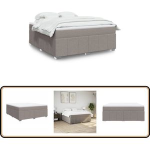 vidaXL Boxspring met matras stof taupe 180x200 cm