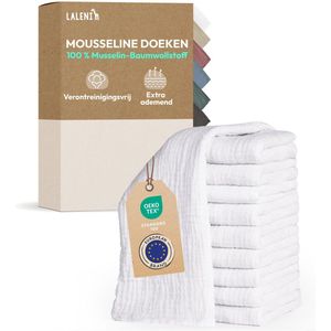 Laleni - Set van 10 Hydrofiele Doeken - Baby - 100% Katoen - 70x70 cm - Wit - Set van 20