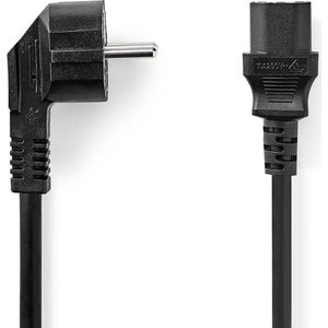 Stroomkabel - Type F (CEE 7/7) Male - IEC-320-C13 - Gehoekt - Recht - Vernikkeld - 10.0 m - Rond - PVC - Zwart - Envelop
