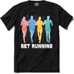 Get Running | Hardlopen - Rennen - Sporten - T-Shirt - Unisex - Zwart - Maat 3XL