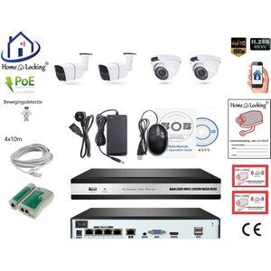 Home-Locking camerasysteem met bewegingsdetectie en NVR 5.0MP H265 POE met 4 camera's 3.0MP CS-4-1472