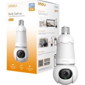 Imou Bulb Cam - Beveiligingscamera En E27 Lamp - 3K Camera en Lamp In 1 - 3K UHD Beeld – 350 Lumen - Eenvoudige en Snelle Installatie - Panoramisch Draaien En Kantelen Voor 360° Beveiliging - Persoons -En Voertuigendetectie