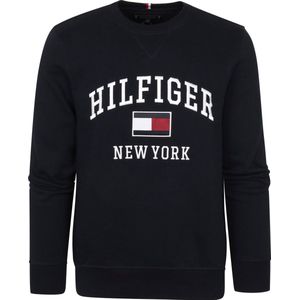 Tommy Hilfiger - Varsity Sweater Logo Navy - Maat S - Regular-fit