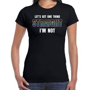 Gay / lesbo shirt - lets get one thing straight I am not  - regenboog / LHBT t-shirt zwart voor dames -  gay outfit / kleding XS