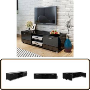 vidaXL Tv-meubel hoogglans zwart 120 cm Tv-meubel - Hoogglans Kast - Zwarte Tv-stand - Mediastand - Televisiescherm Standaard