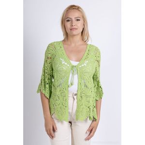 Dames gehaakt zomer vest Sandra effen lime groen driekwart mouwen Maat S/M