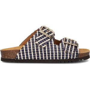 Scholl Noelle Raffia Slippers Dames - Blauw - Maat 36