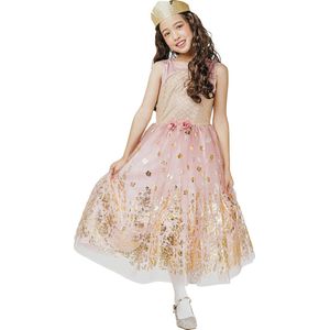 LUCIDA - Roze prinses gouden meisje vermomming - S 110/122 (4-6 jaar)
