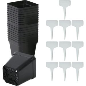 Inovra ® Bloempot Set van 50 met Plantenetiketten en Drainagegaten voor Optimale Groei