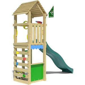 Jungle Gym speeltoestel van douglas hout - Jungle Nook met roze glijbaan - Tuin speeltoestel voor buiten met zandbak, winkeltje en klimwand