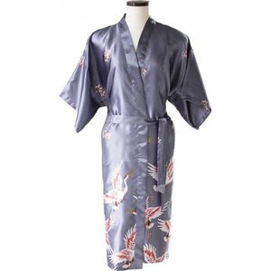 TA-HWA - Dames Kimono - met Kraanvogels - Zilver - Maat L