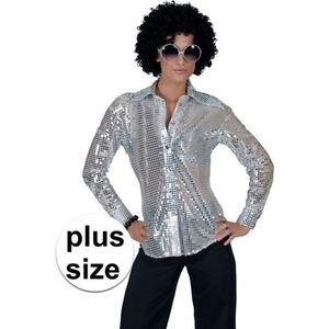 Grote maat zilveren disco verkleed blouse voor dames 44/46