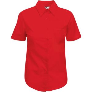 Fruit Of The Loom Vrouwen Dames-Fit Poplin Overhemd Korte Mouwen (Rood)