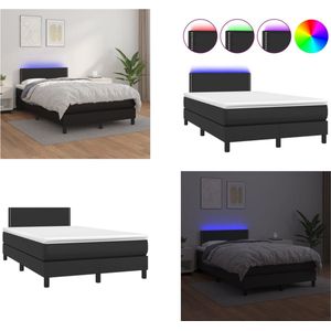 vidaXL Boxspring met matras en LED kunstleer zwart 120x200 cm - Boxspring - Boxsprings - Bed - Slaapmeubel
