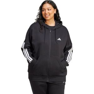 adidas Sportswear Essentials 3-Stripes Full-Zip Fleece Hoodie (Grote Maat) - Dames - Zwart - 2X