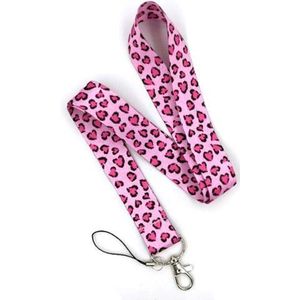 Keycords - stevig keycord pink leopard - lanyard - sleutelhanger - sleutelkoord - luipaard