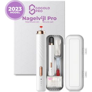 GoGoldPro® Pro 2023 Elektrische Nagelvijl - Nagelfrees - 6 Nagelfrees Bitjes - Manicure / Pedicure - Wit - Cadeautip