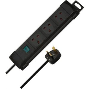 Premium-Line 3-Weg Verlengkabel - 3M Kabel - Met Schakelaar - 45° Gehoekte Stopcontacten - Zwart - Made In Germany