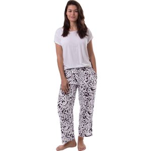 Amantes Dames yoga broek - lounge broek - zwart/wit print - Maat L