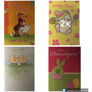 5 Luxe Paas Wenskaarten Pasen - Paas Wens Kaart - 4 Motieven - Touche Cards - Met Envelop - 16.5x11.5cm - Ostern Easter Paques