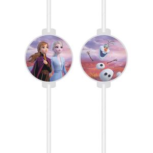 PROCOS - 4 Frozen 2 rietjes met kartonnen afbeelding - Decoratie > Rietjes