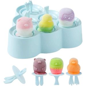 Ice Lolly Mallen Siliconen, Mini Dierlijke ijslolly Mal voor Kinderen, Ice Pop Malls, Popsicle Maker Set, IJslollyvormen voor Baby Kids DIY ijslolly Zelfgemaakt