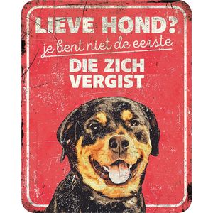 D&d Home - Waakbord - Hond - Waarschuwingsbord Rottweiler Nl 25x20x0,3cm Rood - 1st