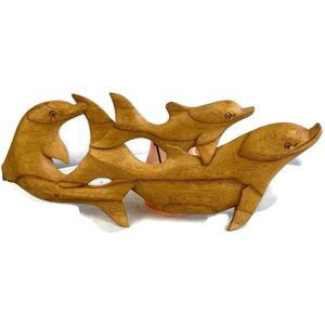 houten dolfijnen / houten beeld / houten sculptuur / houten figuur / indonesie houten beeld / bali hout /