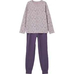 Name it meisjes pyjama - Pink Flower - Organisch katoenen kinder nachtkleding - Paars - 128 - Roze