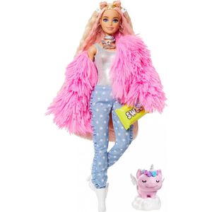Barbie Extra Barbiepop 1 Roze Donzige Jas - Modepop