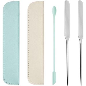 Roestvrijstalen foundationspatelset - 2 spatels met leren etuis