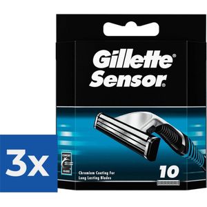 Gillette Sensor Scheermesjes Voor Mannen - 10 Navulmesjes - Voordeelverpakking 3 stuks